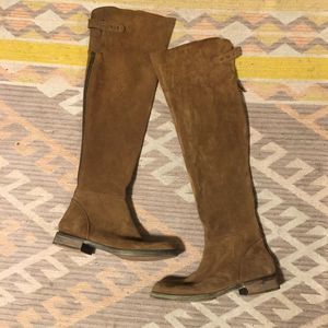 Free People • Over The Knee Boots Suede Tan Size 8